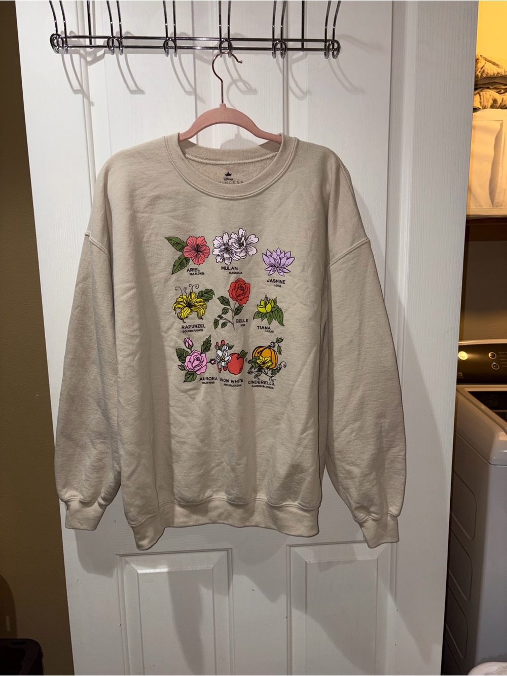 Disney Beige Crewneck Sweatshirt with Flowers as Princess - Picture 2 of 5